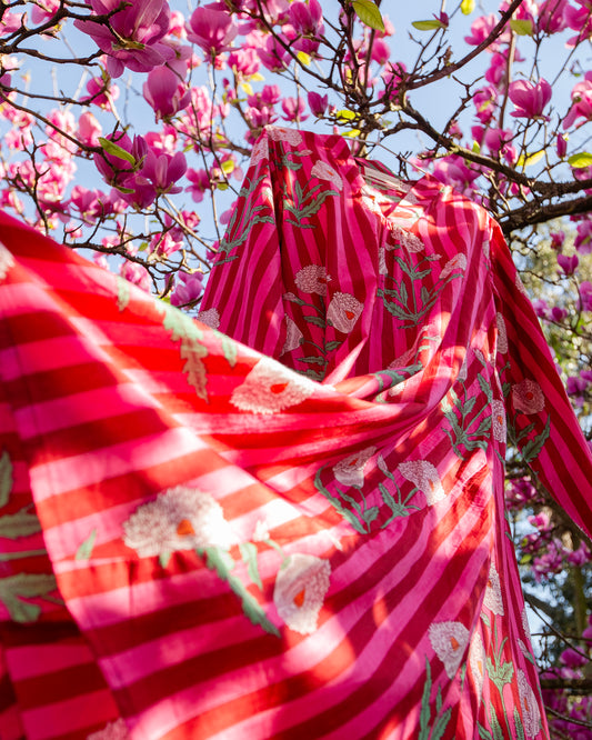 PINK FLORAL BLOCK PRINTED LONG DRESS