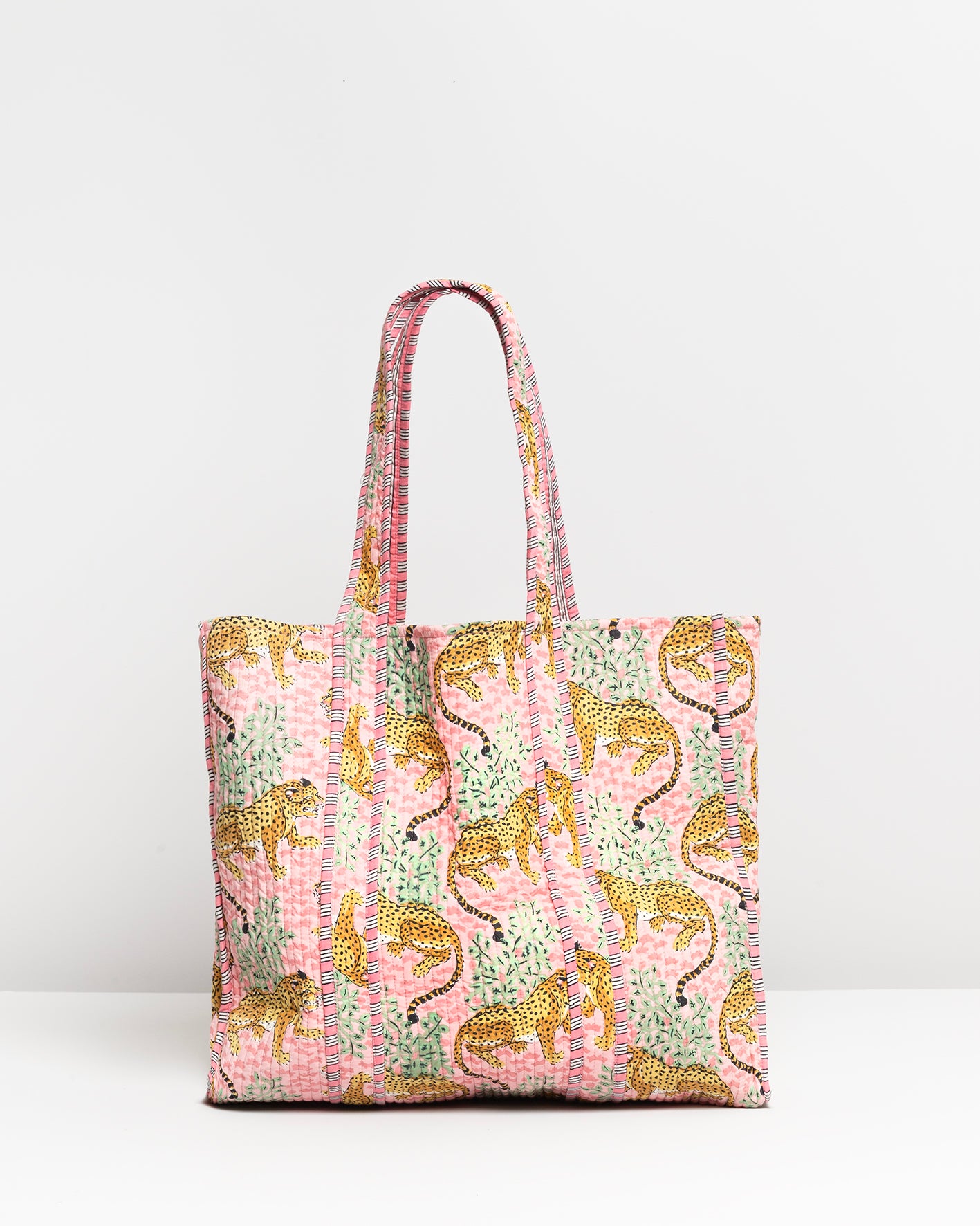 TIGER BLOCK PRINTED PINK BAG