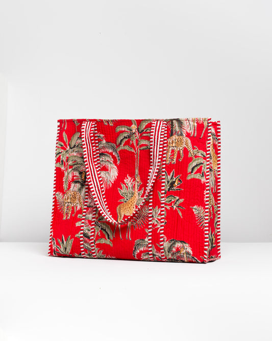 RED FOREST BLOCK PRINTED SHOP BAG