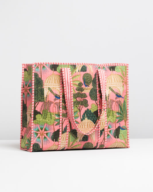 PEACOCK PRINTED PINK BAG