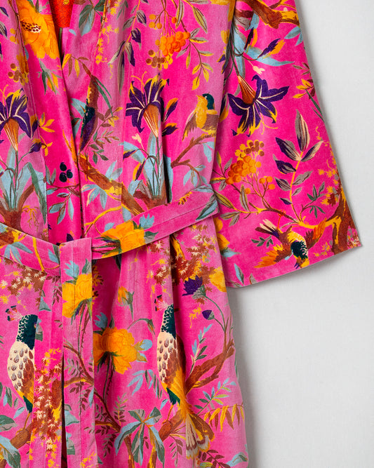 PINK FOREST VELVET KIMONO