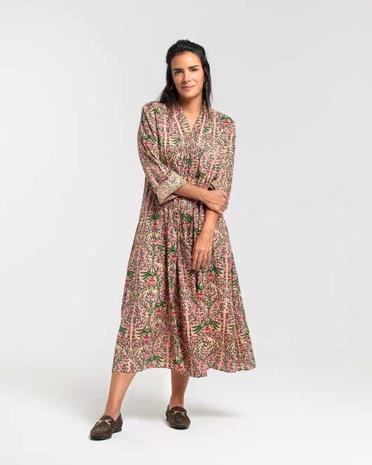 FLORAL BLOCK PRINTED DRESS