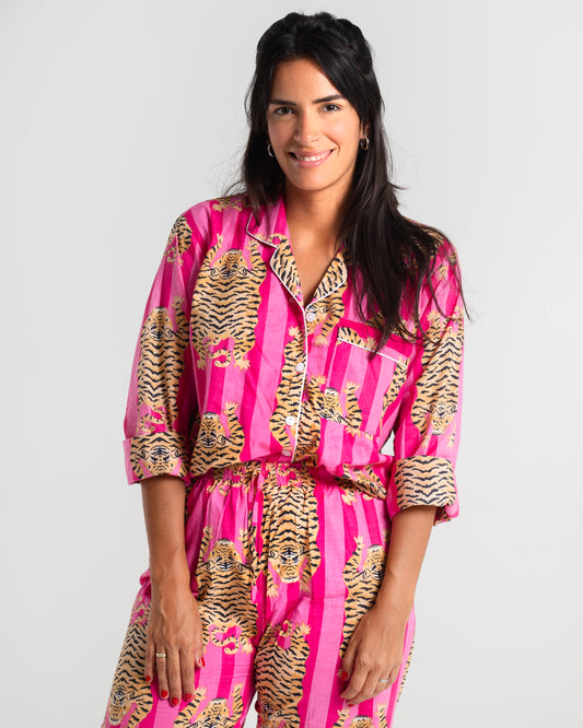 TIGER BLOCK PRINTED PINK PAJAMA